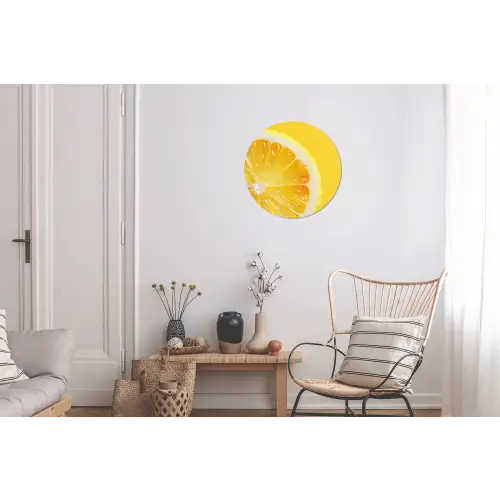 Citroen - Geel - Zonnig Wandcirkel aluminium klein -woonkamer
