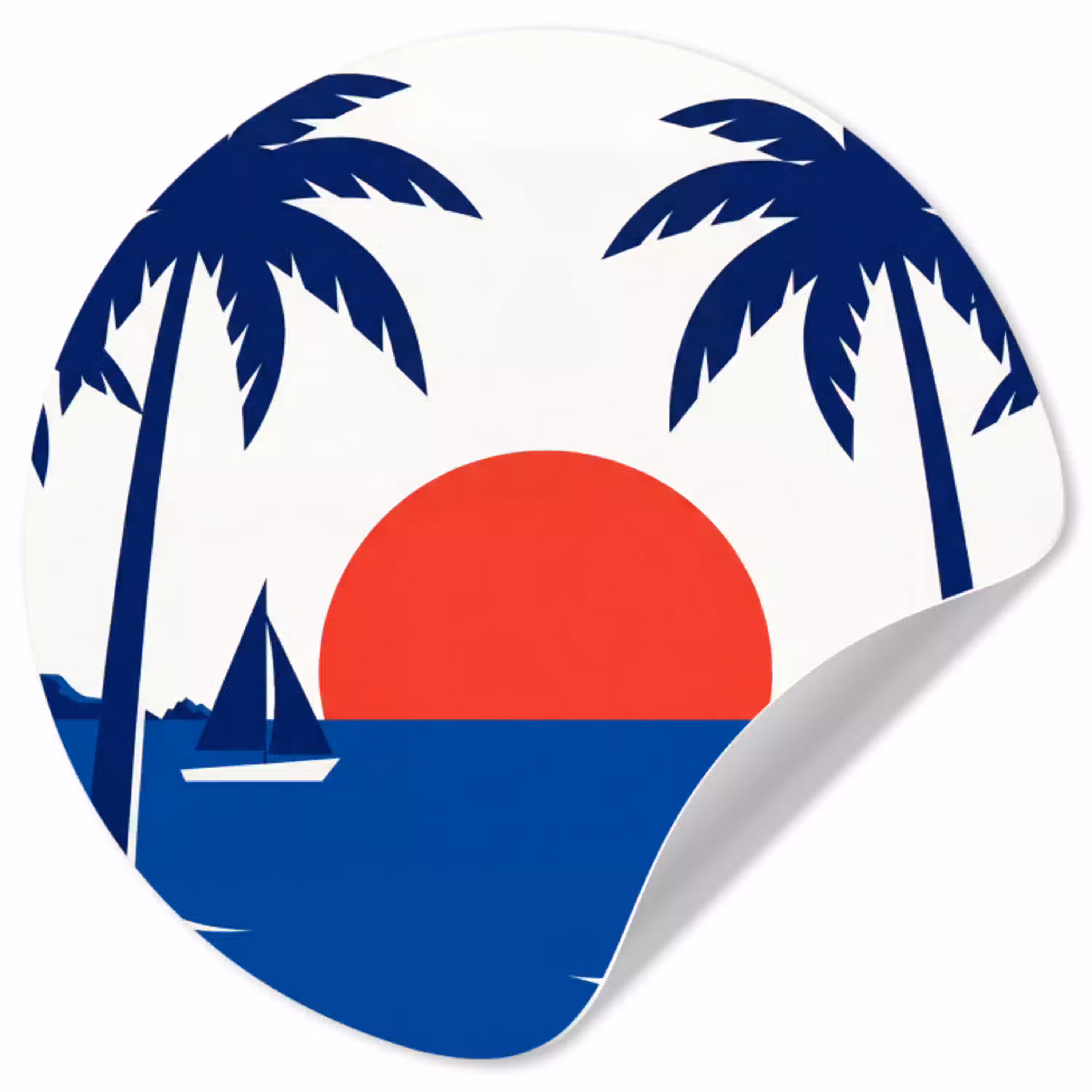 Zonsondergang - Zee - Palmboom - Tropisch - Modern Wandcirkel behangsticker klein -3d