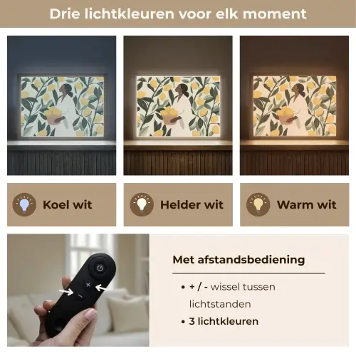 Vrouw - Mand - Citroenen - Bladeren Light Box met batterij (Wandlamp) middel -USP_lichtkleurNL