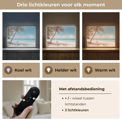 Palmboom - Schommel - Strand - Lucht Light Box met batterij (Wandlamp) middel -USP_lichtkleurNL