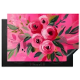 Bloemen - Verf - Roze Inductie beschermer vinyl 3mm klein -3d