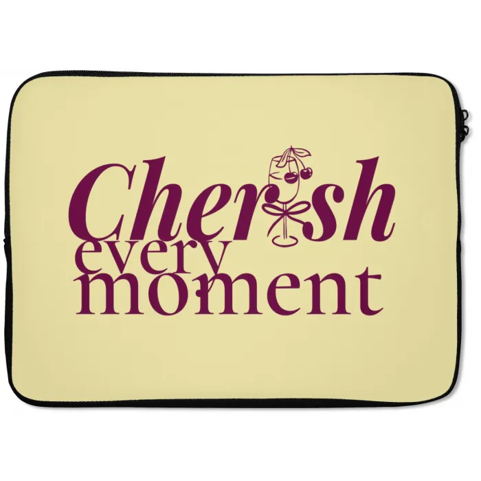 Cherish every moment - Cocktailglas - Geel laptophoes neopreen klein -zkaufland3dotto