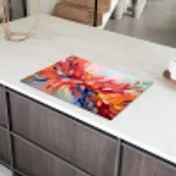 Bloemen - Abstract - Kunst - Modern Inductie beschermer vinyl 3mm klein -sfeer8