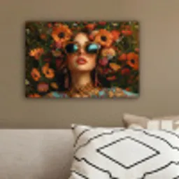 Vrouwen - Bloemen - Modern - Bril - Abstract canvas 2cm klein -sfeer3