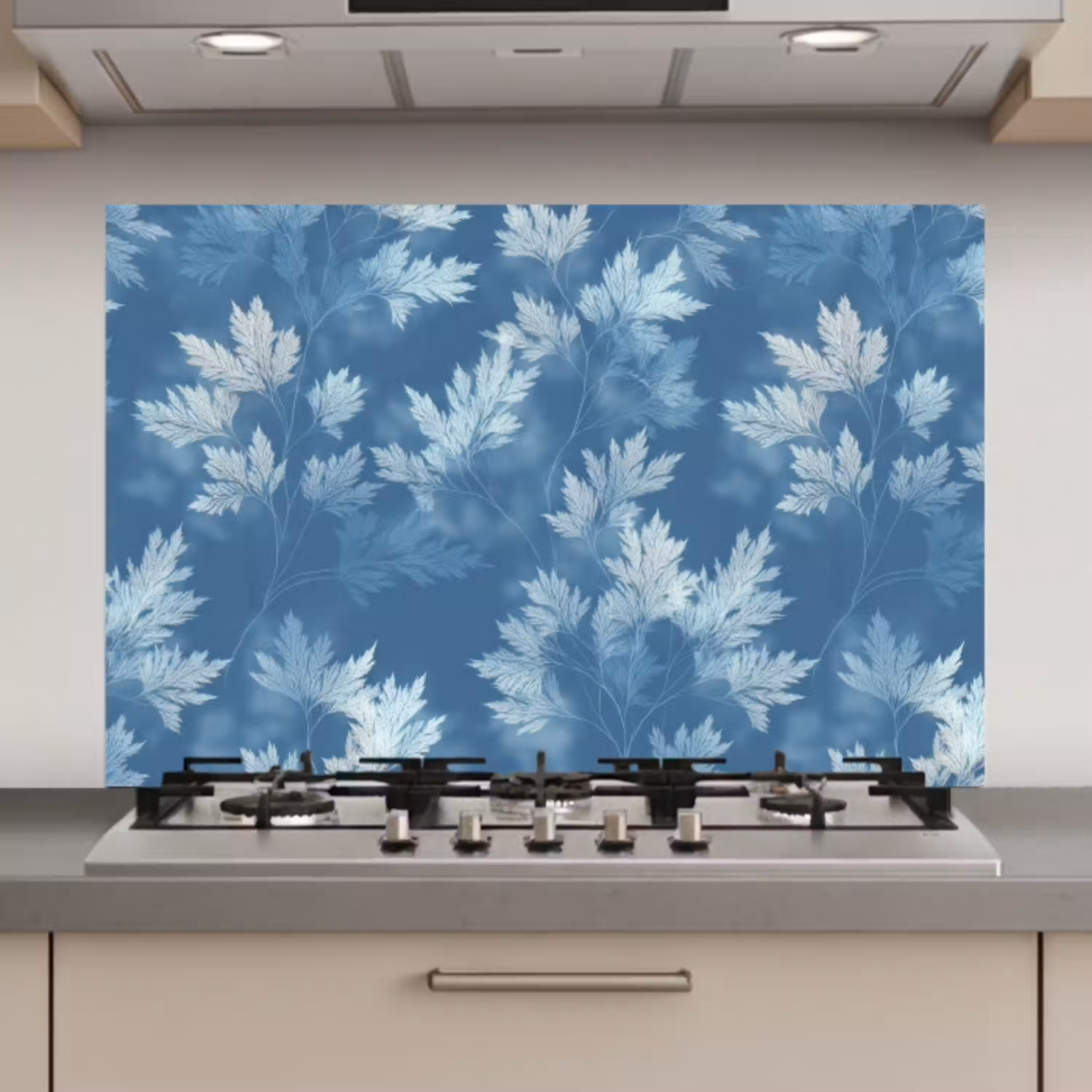 Varen - Botanisch - Patroon - Grijsblauw keuken achterwand spatscherm klein 900 -3d_website