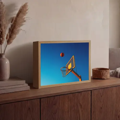 Basketbal -  Lucht - Ring Light Box met batterij (Wandlamp) middel -sfeer2