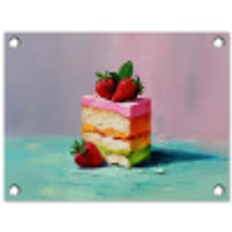Taartje - Aardbeien - Glazuur - Kleurrijk tuinposter los doek klein -3d