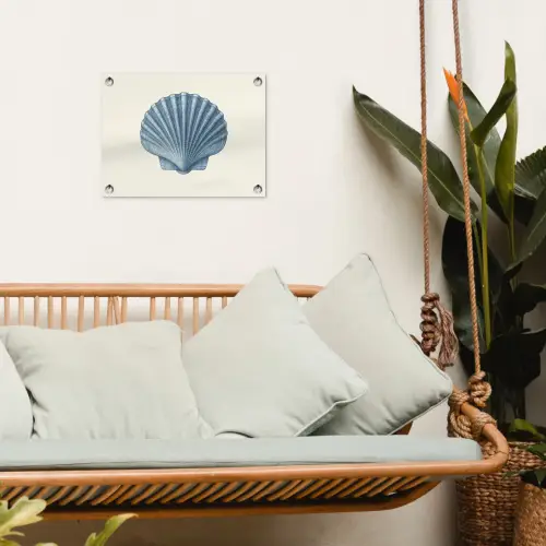 Ribbels - Blauw - Schelp tuinposter los doek klein -sfeer7