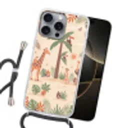 Dieren - Tropisch - Safari - Kleurrijk Hoesje iPhone 16 Pro Max met koord klein -sfeer1