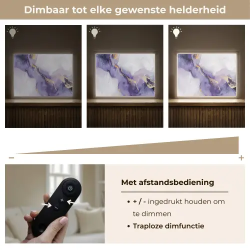 Paars - Modern - Marmer - Abstract Light Box met batterij (Wandlamp) middel -USP_dimbaarNL