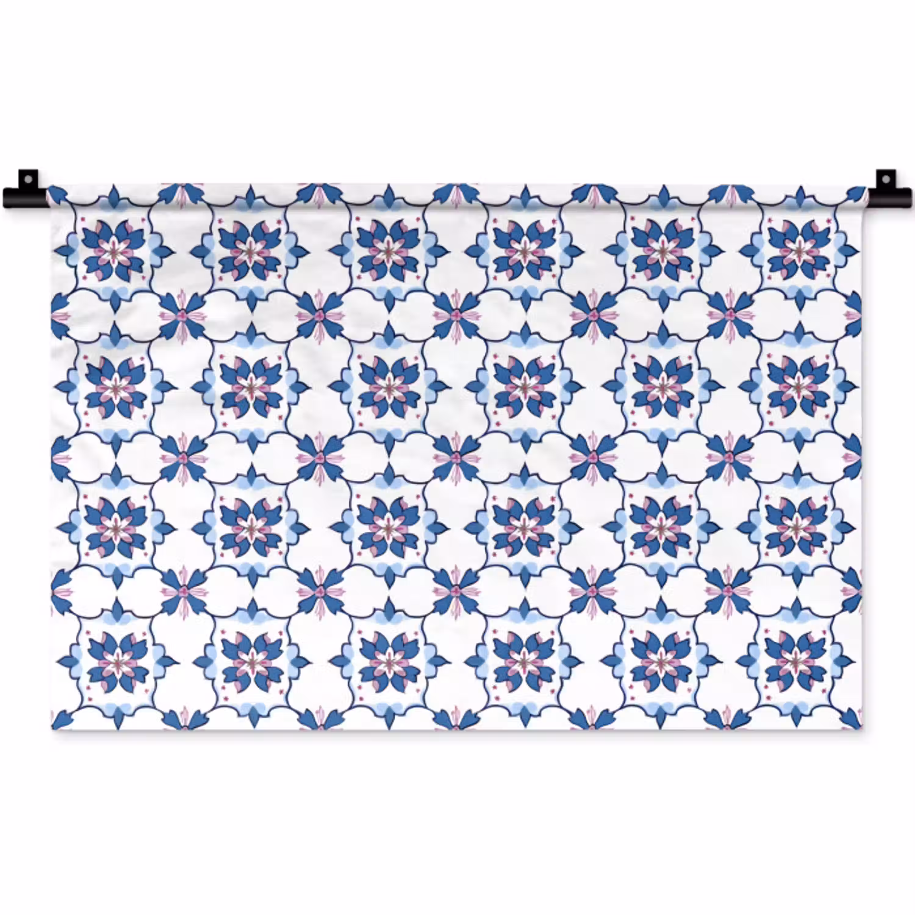 Modern - Patroon - Blauw - Roze Wandkleed katoen klein 269 -zz3d