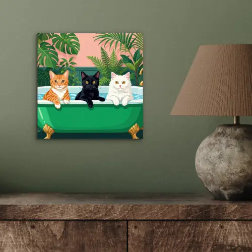Badkamer - Kattenparade - Kleurrijk aluminium wit klein -sfeer2