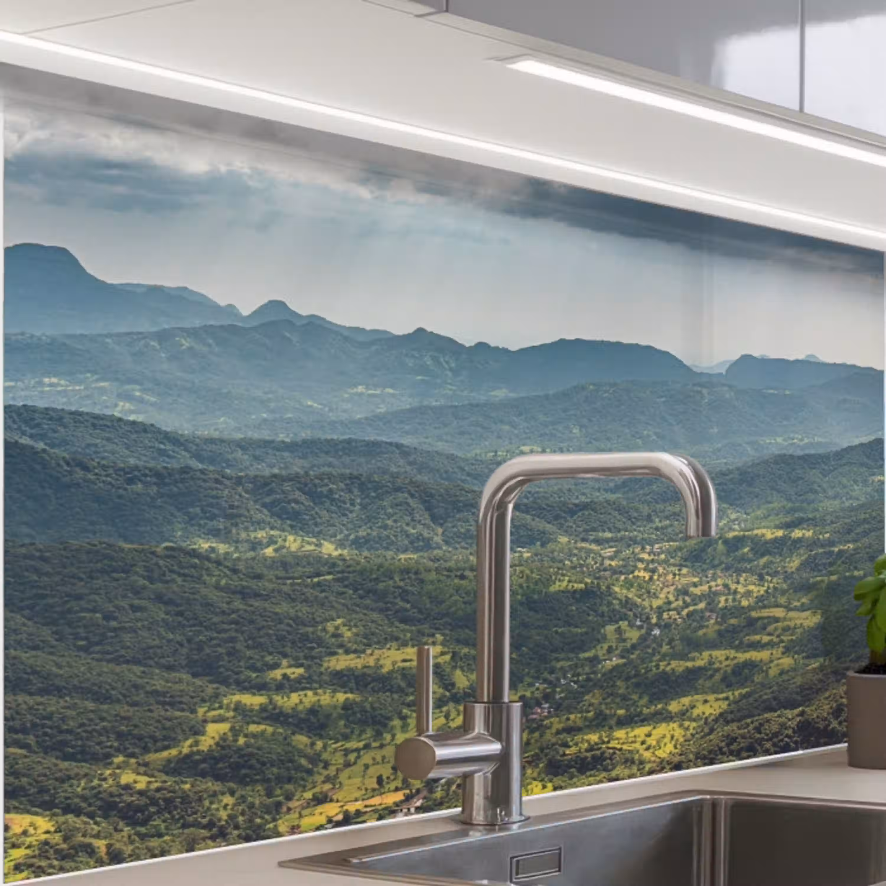 Landschap - Vallei - Groen keuken achterwand 2 middel -zzzz3d_schuin
