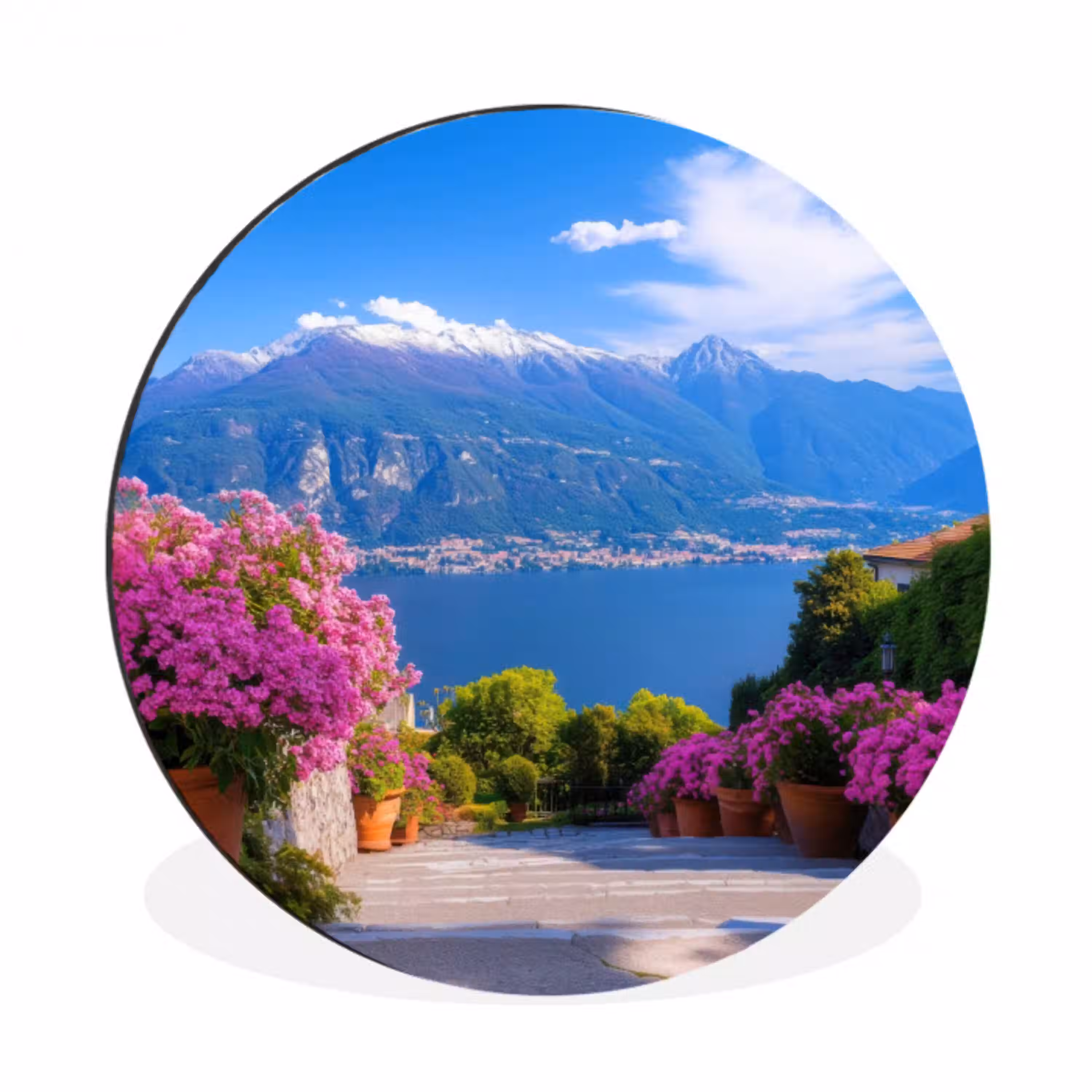 Lake Como - Italië - Landschap Wandcirkel aluminium klein -3d
