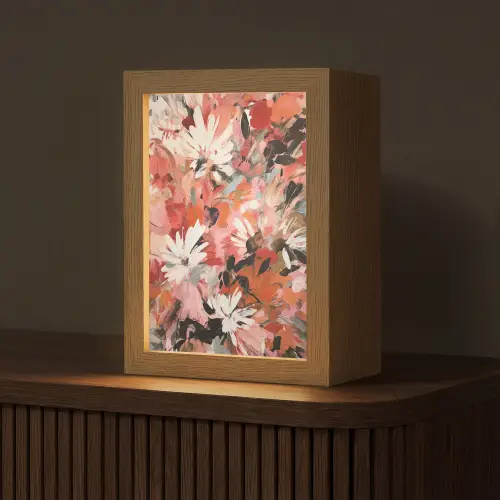 Bloemen - Kunst - Abstract - Verf Light Box met kabel (Tafellamp) klein -z3d_website