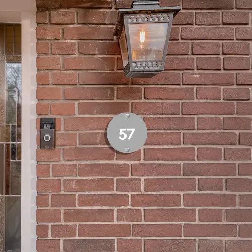 Effen lichtgrijs - Traditioneel Naambord Rond klein -sfeer7-rond-XS