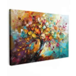 Boom - Abstract - Kleurrijk - Bloemen canvas 2cm klein -z3d