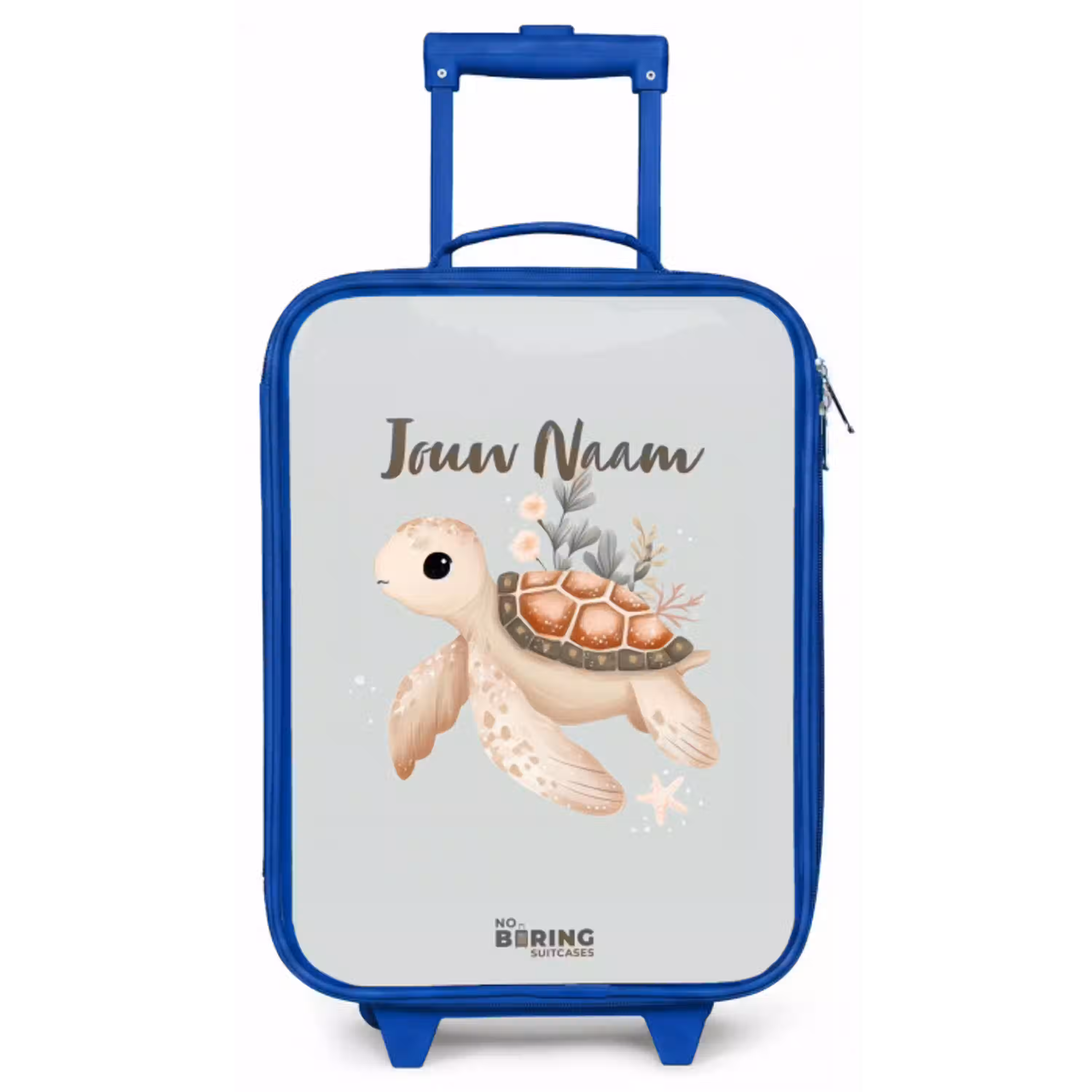 Bruine zeeschildpad in pastel onderwaterwereld Kinderkoffer - Blauw klein -zz3dotto
