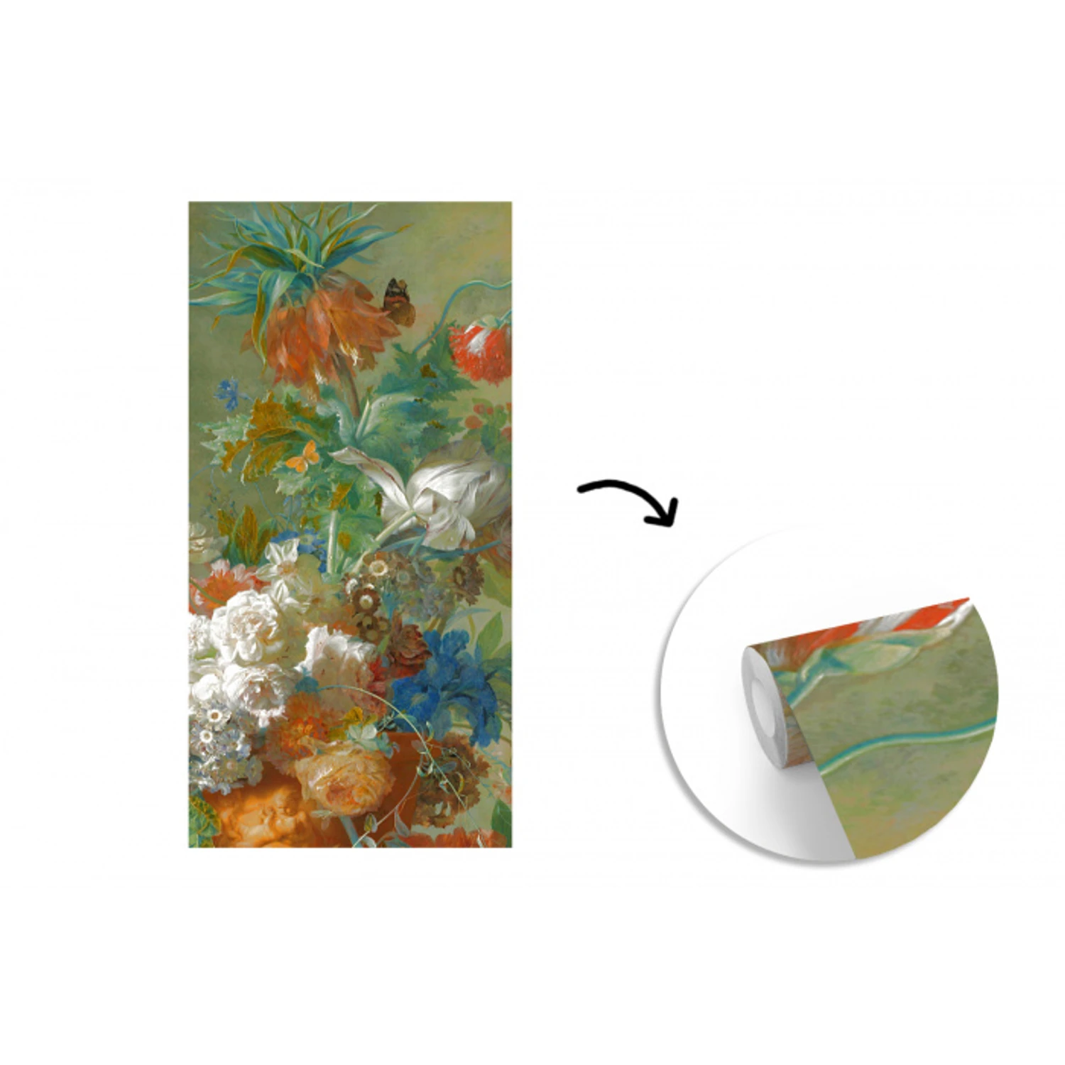 Stilleven met bloemen - Schilderij van Jan van Huysum fotobehang vinyl groot -3d
