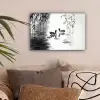 Eenden - Waterlelies - Riet - Zwart canvas 2cm klein -sfeer1