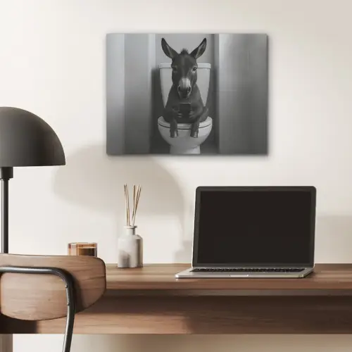 Ezel - Telefoon - Toilet - Zwart - Wit PET vilt klein -sfeer5