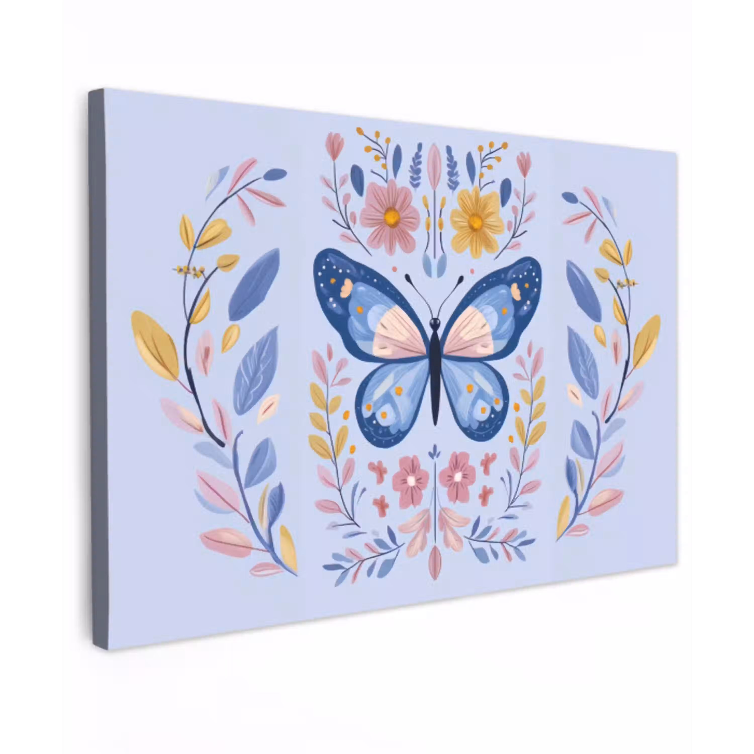 Vlinder - Lichtblauw - Sierlijk - Bloemen canvas 2cm klein -z3d