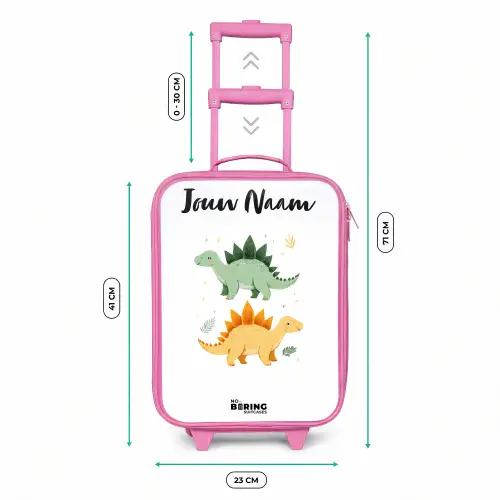 Dinos - Dieren - Groen - Oranje Kinderkoffer - Roze klein -productfoto_formaten