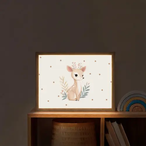 Illustratie - Stippen - Hertje - Aquarel Light Box met batterij (Wandlamp kind) middel -sfeer1_kind