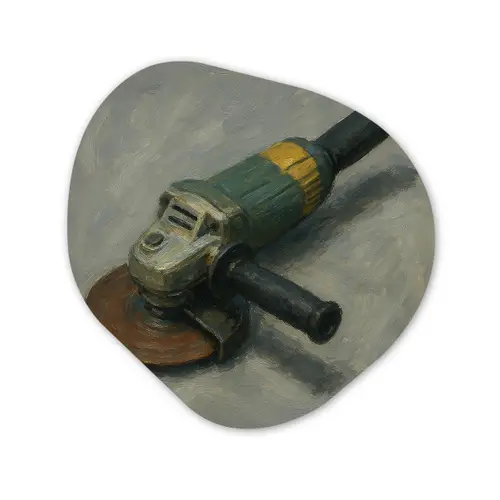 Haakse slijper - Schilderij - Gereedschap Wandcirkel Organisch Forex 3mm klein -3d