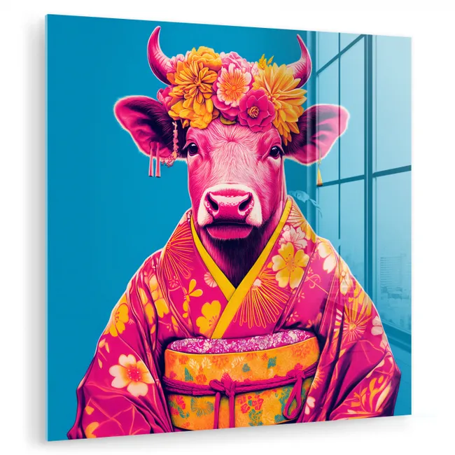 Koe - Bloemenkrans - Oorhangers - Kimono plexiglas 5mm klein -zzzproduct_nieuw