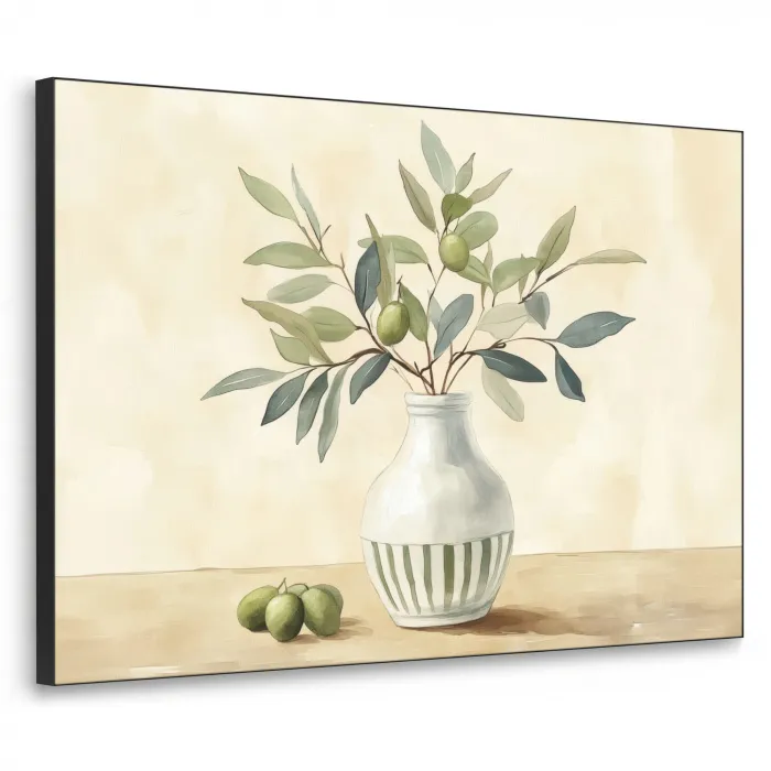 Vaas - Keramiek - Olijftakken Textielframe zwart klein -3d