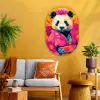 Kimono - Roze - Panda - Bloemenkroon Wandcirkel Ovaal Glas middel -sfeer4