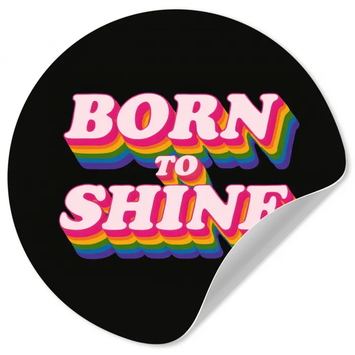 Quote - Regenboog - Roze - Zwart Wandcirkel behangsticker klein -3d