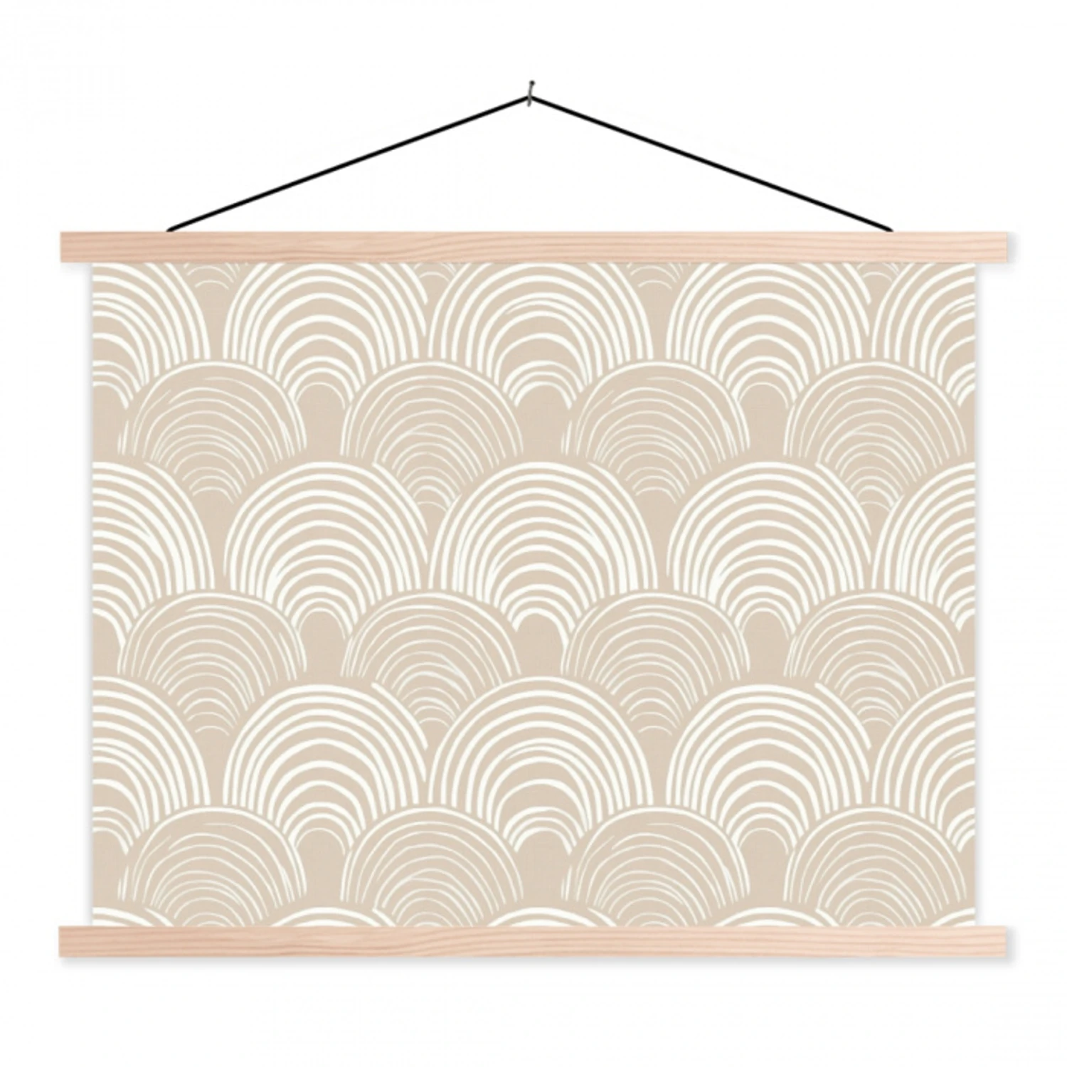 Golven - Structuur - Beige textielposter latten blank klein 122 -3d