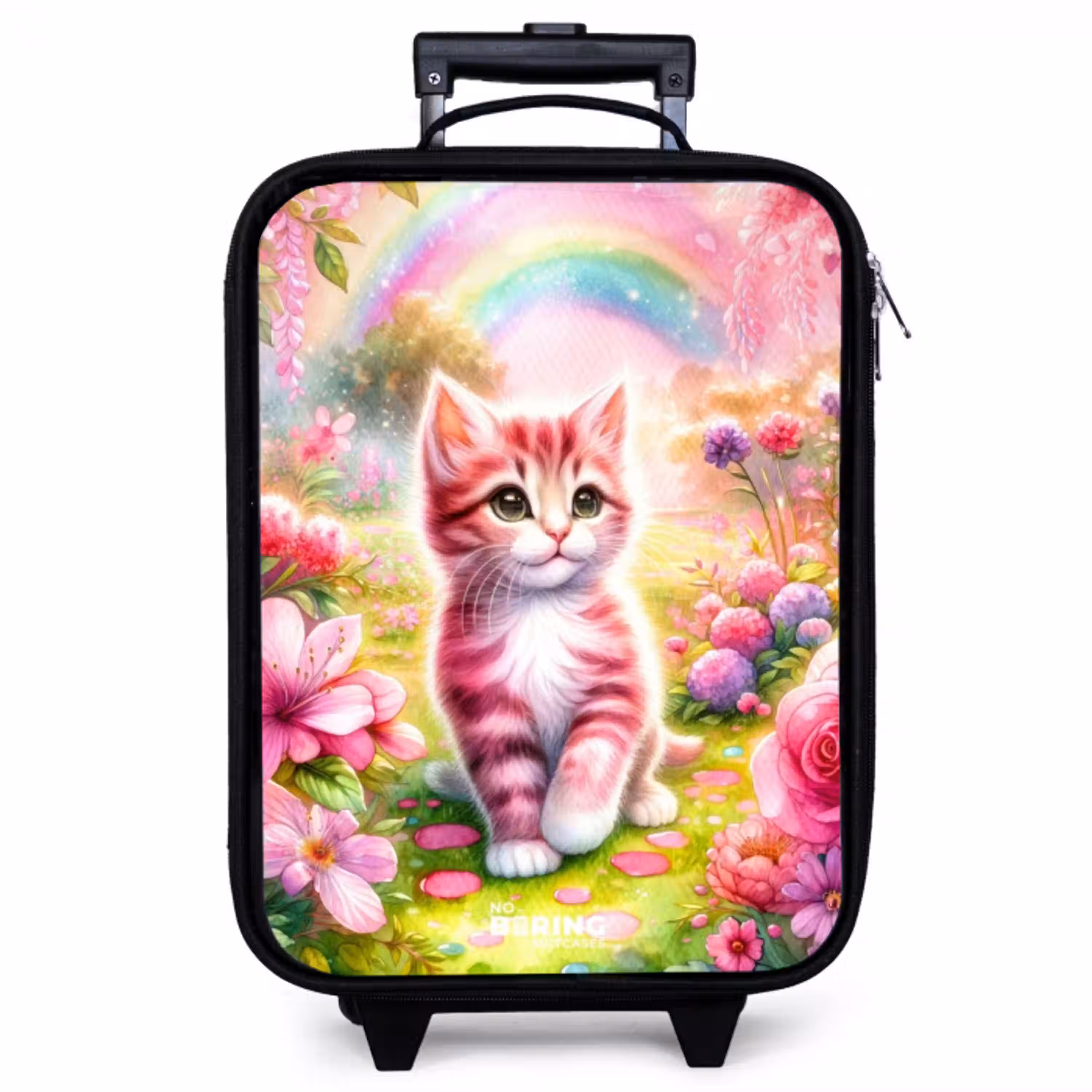 Kitten met regenboog en bloemen Kinderkoffer - Zwart klein -zzz_website3d