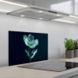 Bladeren - Bloem - Glazen - Donkerblauw keuken achterwand spatscherm klein -3d_schuin