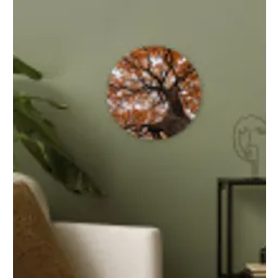 Boom - Bladerdak - Herfst - Oranje - Sfeervol Wandcirkel kunststof plaat 5mm dik klein -sfeer3