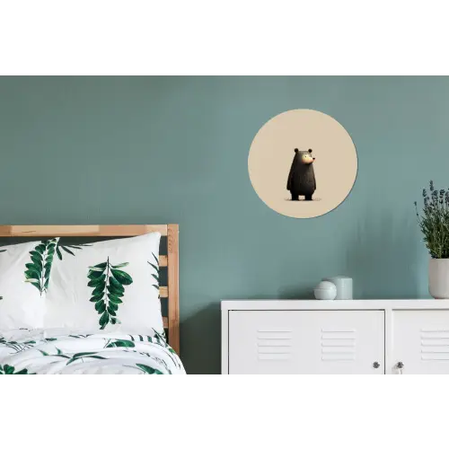 Beer - Donkerbruin - Minimalistisch Wandcirkel aluminium klein -slaapkamer