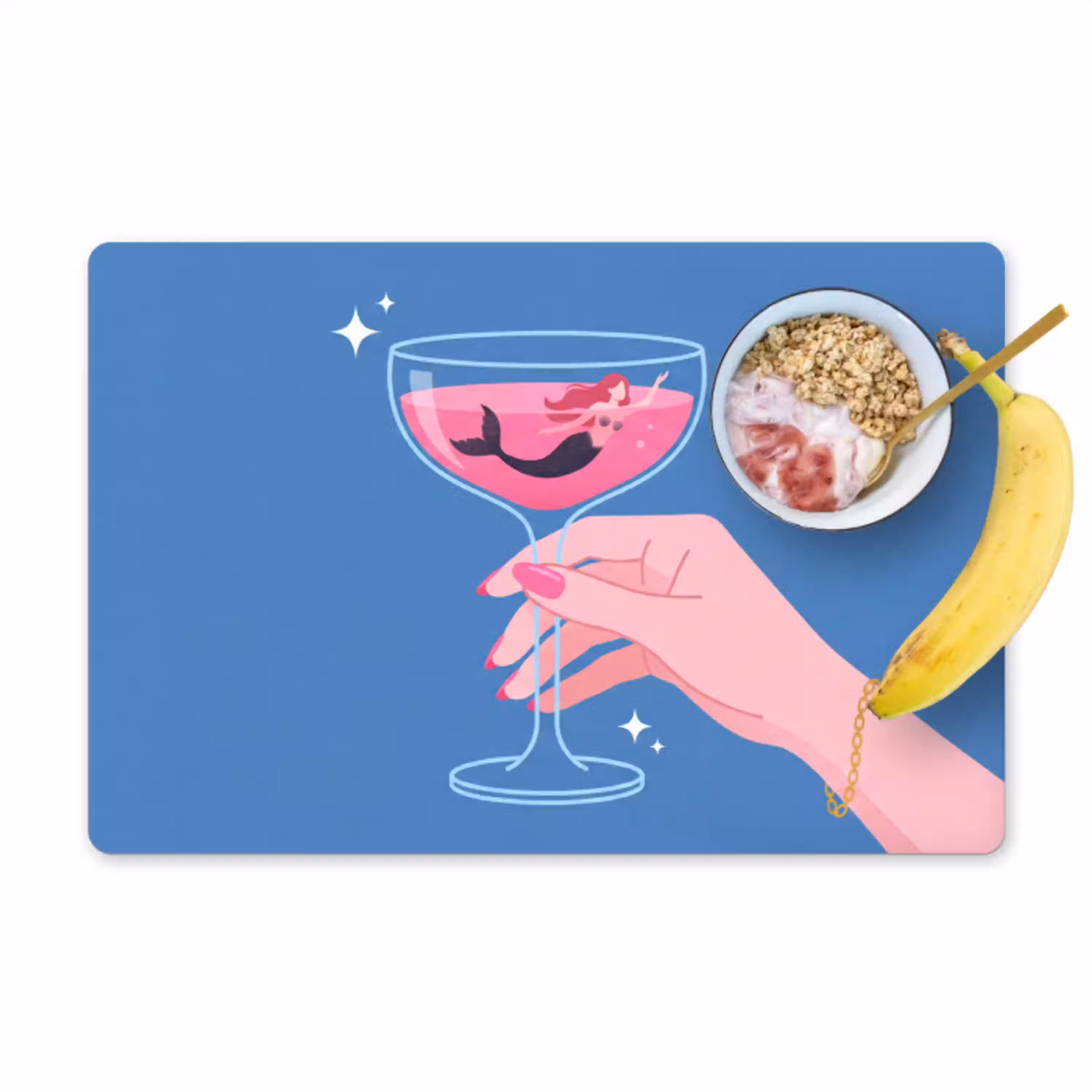 Vrouw - Glas - Abstract - Roze - Blauw Placemat vinyl groot -zzzproduct_Kitchenyeah-website