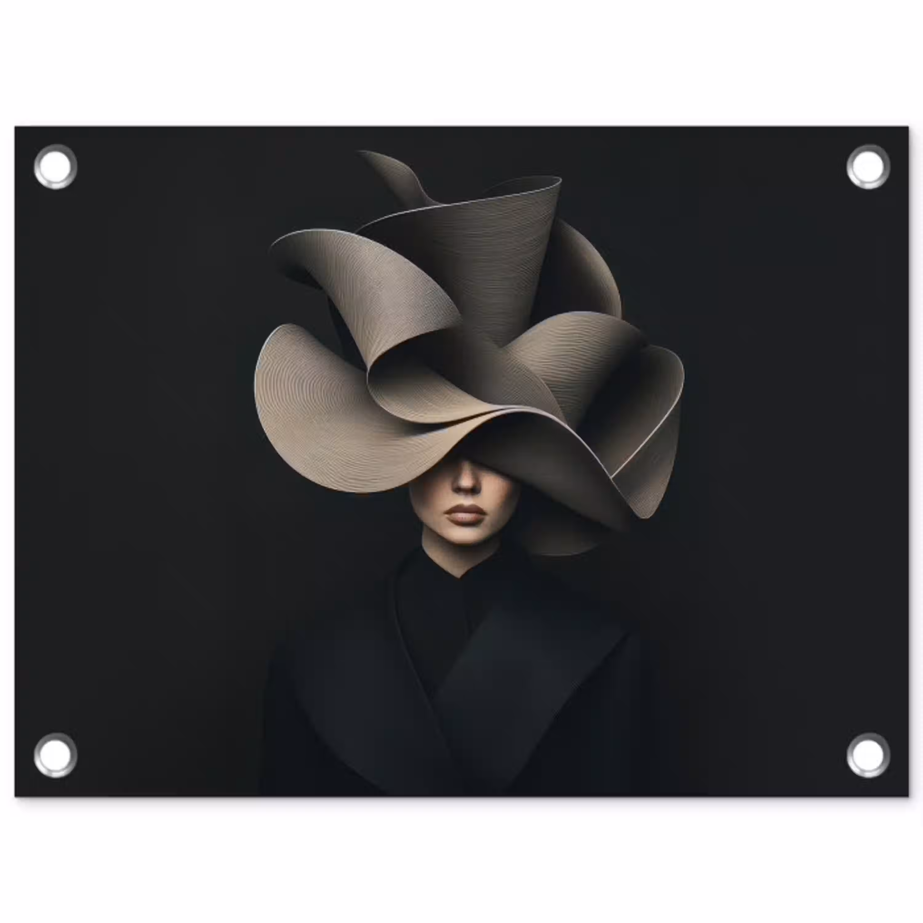 Zwarte - Hoed - Vrouw tuinposter los doek klein -3d