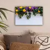 Bloemen - Muur - Geel - Paars canvas 2cm klein -sfeer1
