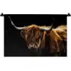 Schotse Hooglander - Horens - Zwart - Dieren - Natuur - Wild - Koe Wandkleed katoen klein -zz3d