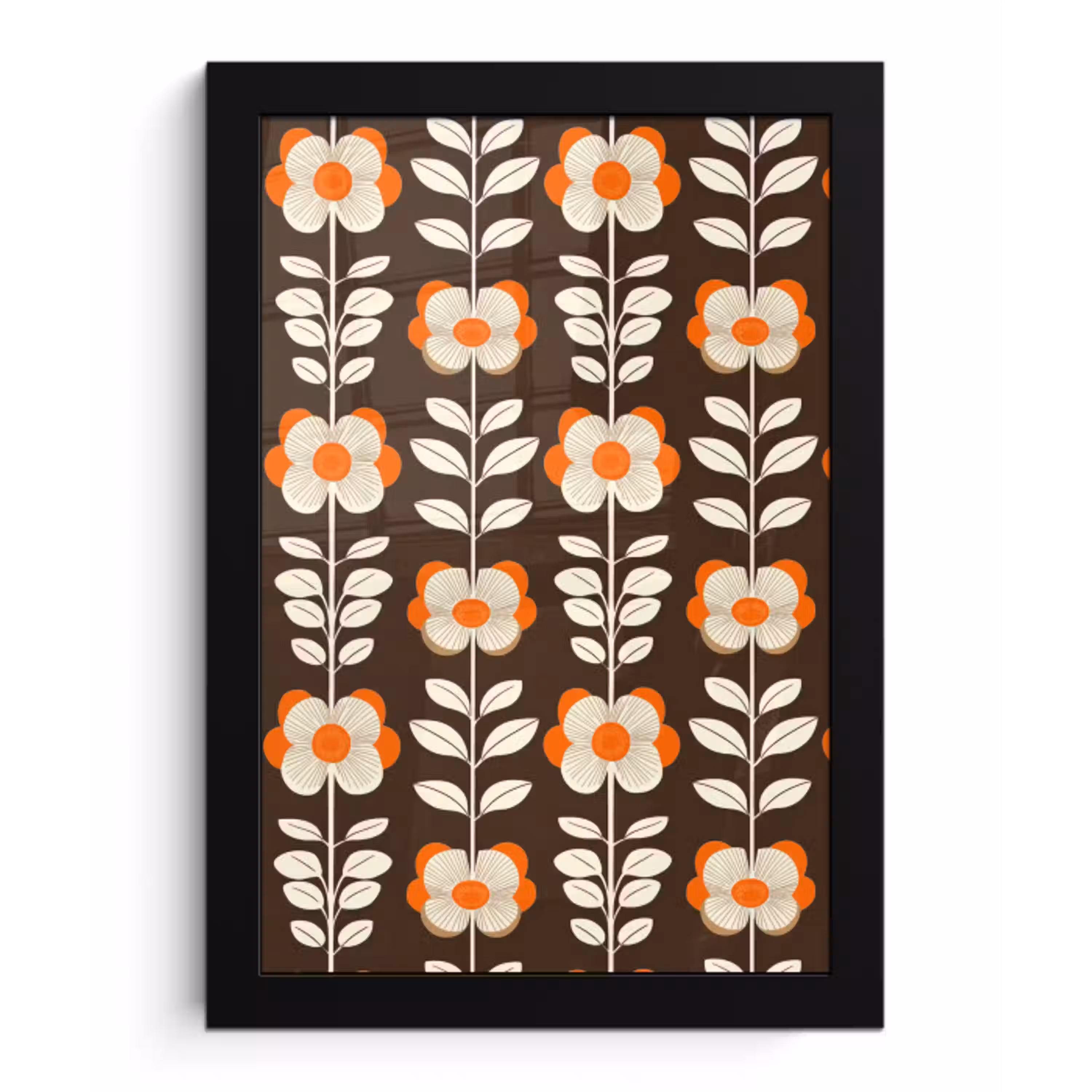 Bloemen - Retro - Bruin fotolijst zwart zonder passe partout klein 224 -3d
