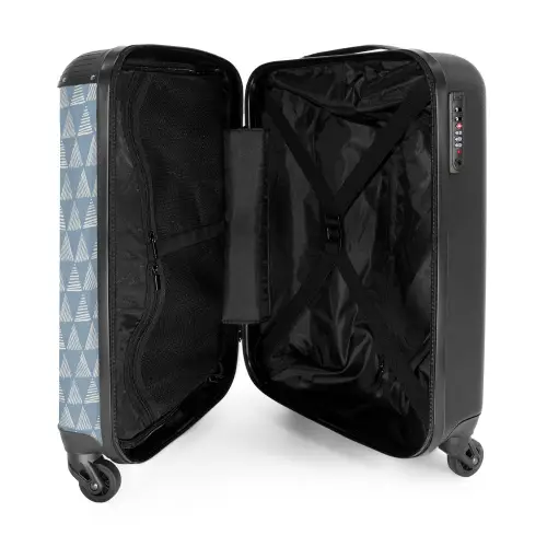 Blauw driehoeken patroon NBS - Handbagage koffer - Kinderen Unisex middel -binnenkant