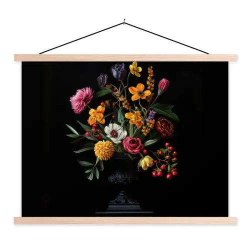 Sierlijk - Boeket - Bladeren textielposter latten blank klein -3d