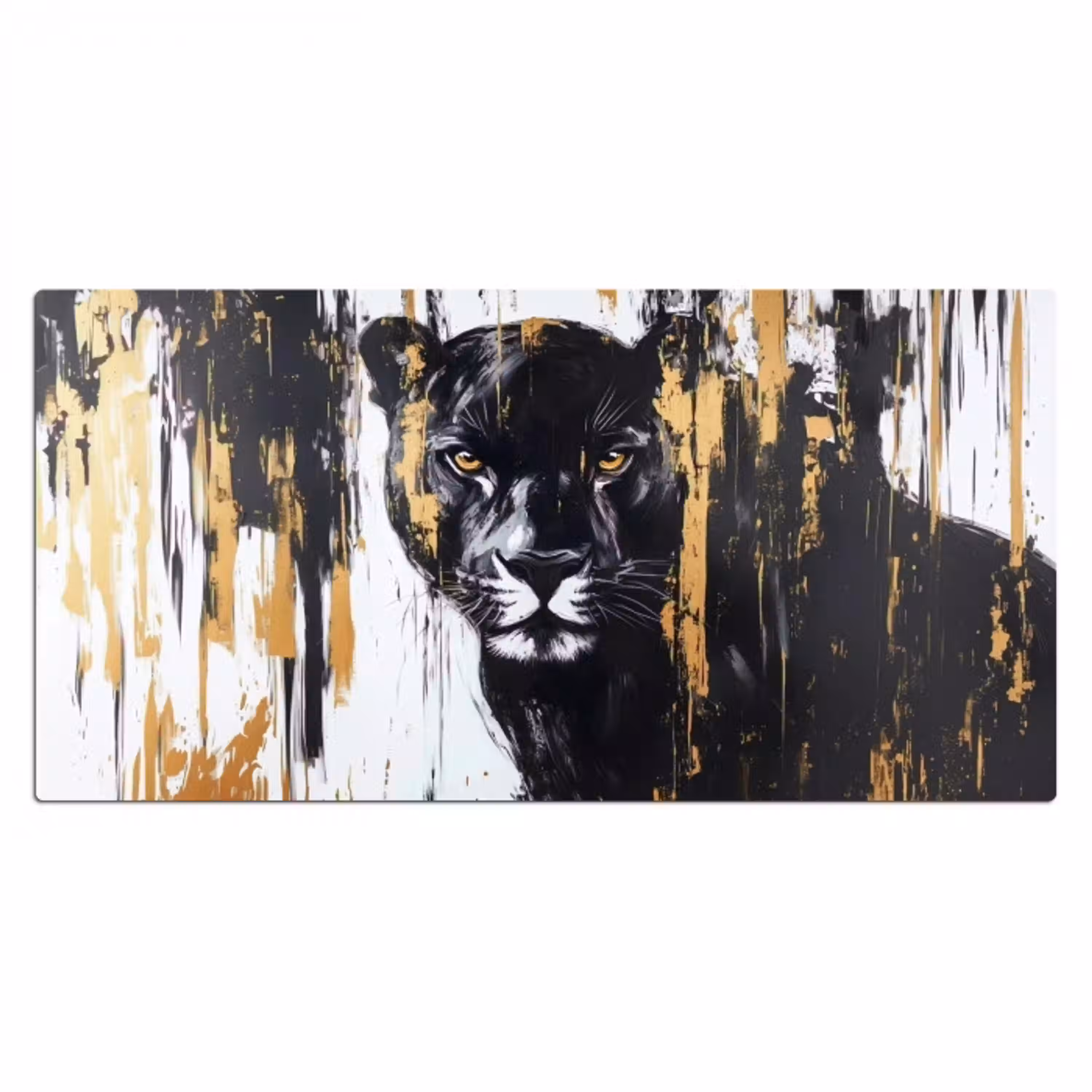 Panter - Zwart - Abstract - Verfstreken Muismat XXL klein -3d_leeg