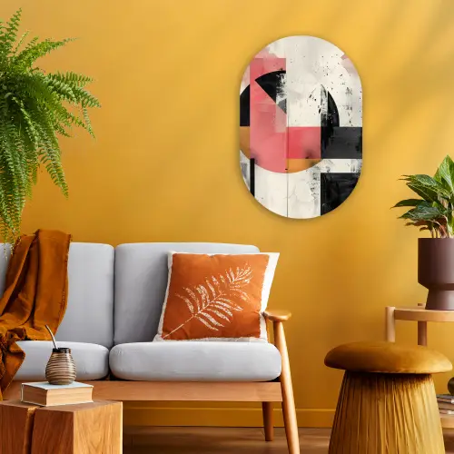 Roze - Abstract - Aesthetic - Modern - Vormen Wandcirkel Ovaal Forex klein -sfeer4