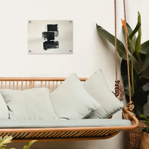Rechthoeken - Penseelstreken - Abstract - Zwart tuinposter los doek klein -sfeer7