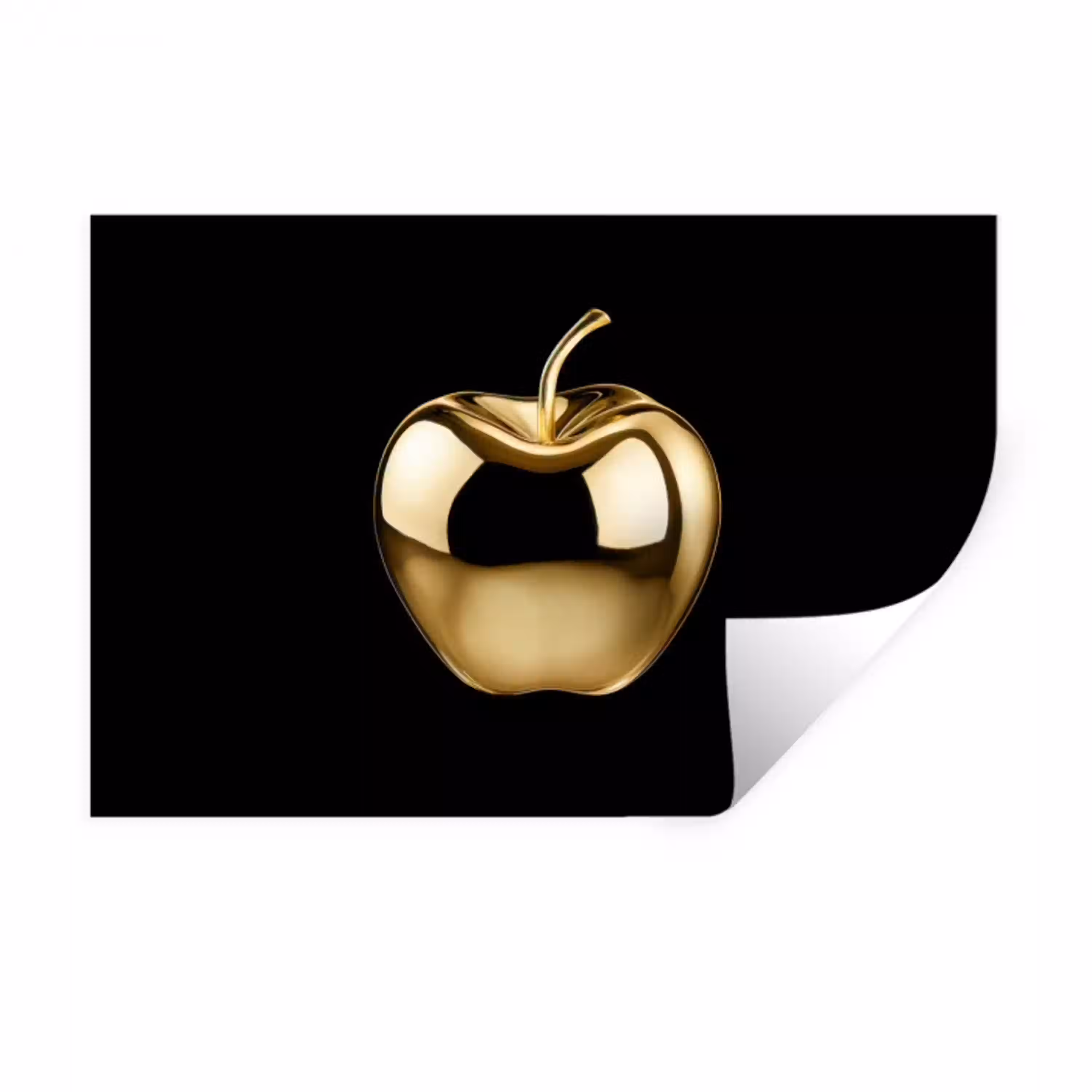 Appel - Goud - Chrome - Zwart Muursticker klein -3d