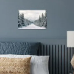 Weg - Sneeuw - Naaldbos - Winter - Avontuurlijk poster papier klein -sfeer2